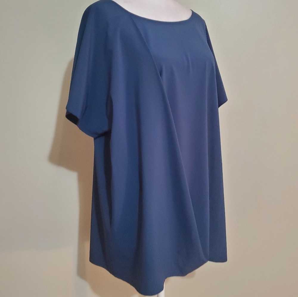Soft Surroundings Go Lively blue dolman short sleeve draped front tunic top S - Picture 3 of 12